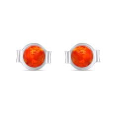 Brilio Silver Jemné strieborné kôstky s oranžovými syntetickými opálmi EA625WR