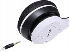 Verk  04110 Bluetooth slúchadlá P47, bezdrôtové slúchadlá s mikrofónom a MP3 prehrávačom biela