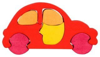 Fauna Drevené mini puzzle auto červené, FAUNA