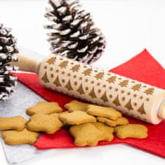 La Cucina Drevený Vianočný Valček Na Rovnomerné Cesto S Gravírovaním Do Vianočných Stromčekov Dekoratívny Vzor