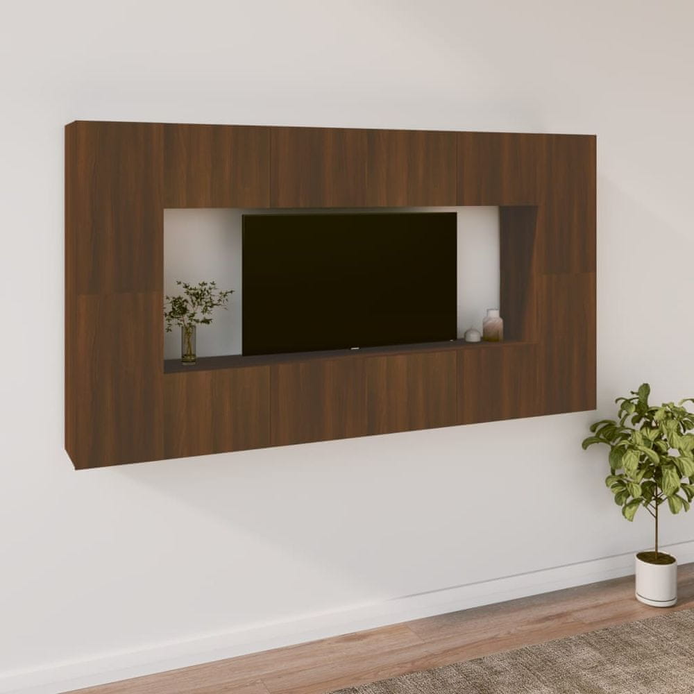 Vidaxl 8-dielna súprava TV skriniek hnedý dub spracované drevo