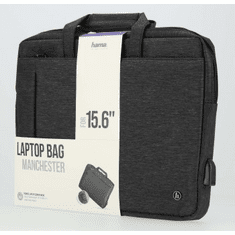 HAMA taška na Notebook s integrovaným USB káblom Manchester, 40 cm (15.6"), farba čierna