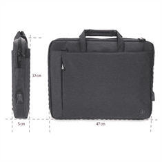 HAMA taška na Notebook s integrovaným USB káblom Manchester, 44 cm (17,3"), čierna