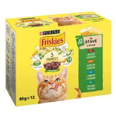 Friskies Mačka 12x85g s hovädzím, kuraťom, tuniakom, treskou krmivo v šťave