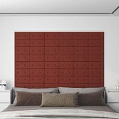 Vidaxl Nástenné panely 12 ks vínovočervené 30x15 cm umelá koža 0,54 m²
