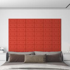 Vidaxl Nástenné panely 12 ks červené 30x15 cm umelá koža 0,54 m²
