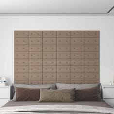 Vidaxl Nástenné panely 12 ks kapučínové 30x15 cm umelá koža 0,54 m²