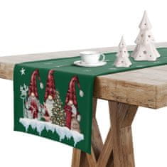 MONDO ITALIA Vianočný behúň na stôl Škriatkovia 4, 40x220 cm, zelená, polyester
