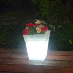 Bezdoteku LED solárny svietiaci kvetináč hranatý studená biela, iPRO, 1W, studená biela