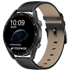 ARMODD Silentwatch 5 Pro čierne s čiernym koženým remienkom + silikónový remienok, smartwatch