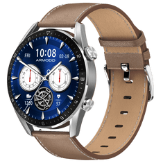 ARMODD Silentwatch 5 Pro strieborné s hnedým koženým remienkom + silikónový remienok, smartwatch