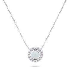 Brilio Silver Pôvabný strieborný set šperkov s opálmi SET225W (náušnice, náhrdelník)