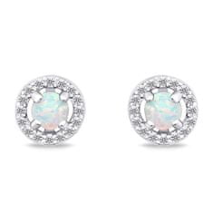 Brilio Silver Pôvabný strieborný set šperkov s opálmi SET225W (náušnice, náhrdelník)