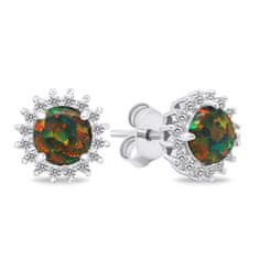 Brilio Silver Nádherný set šperkov s opálmi SET231WBC (náušnice, prívesok)