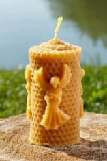 Zaparkorun.cz Odlievaná sviečka s anjelmi z pravého včelieho vosku, výška 10 cm, 162 g, Bee harmony