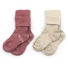 KipKep detské ponožky Stay-on-Socks 6-12m 2páry Dusty Clay