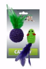 Myš a loptička s perím zeleno-fialová ligot