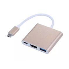 Northix Adaptér USB typu C pre HDMI / USB 3.0 - zlatý 