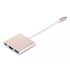 Northix Adaptér USB typu C pre HDMI / USB 3.0 - zlatý 