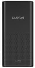 Canyon powerbanka PB-2001, 20000mAh Li-poly, Input 5V/2A microUSB + USB C, Output 5V/2.1A USB-A, čierna