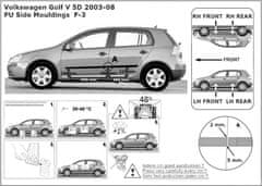 Rider Ochranné lišty bočných dverí, VW Golf V, 2003-2009