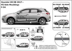 Rider Ochranné lišty bočných dverí, Hyundai i30 III, 2017- , Combi, Hatchback