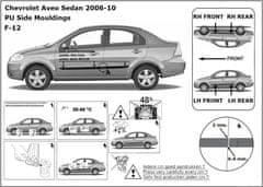 Rider Ochranné lišty bočných dverí, Chevrolet Aveo Sedan, 2006->2010