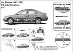 Rider Ochranné lišty bočných dverí, Kia Shuma, 1997-2004, Sedan