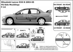 Rider Ochranné lišty bočných dverí, Mitsubishi Lancer Evolution VII, 2003-2006