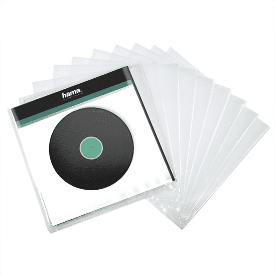 HAMA vonkajšie ochranné obaly na gramofónové dosky (vinyl/LP), priehľadné, 10 ks