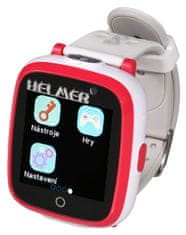 Helmer detské chytré hodinky KW 802/ 1.54" TFT/ dot. display/ IP66/ 2x foto/ video/ volanie/ 6 hier/ MP3/ CZ/ červeno-biele
