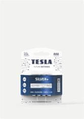 TESLA Teslá SILVER+ alkalická batéria AAA (LR03, mikrotužková, blister) 4 ks