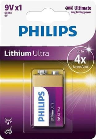 Philips Batéria 6FR61LB1A/10 Lítiová Ultra 9V 1ks