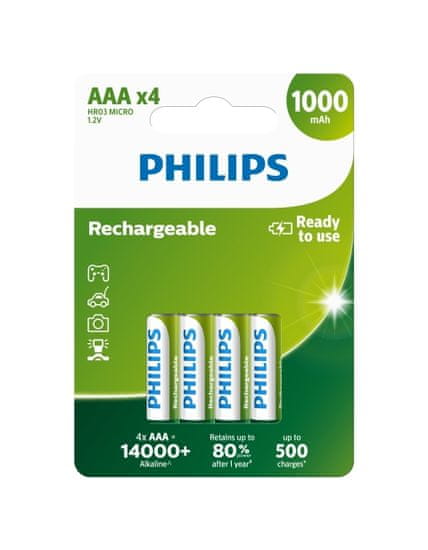 Philips Batéria R03B4RTU10/10 nabíjací AAA 1000 mAh 4ks