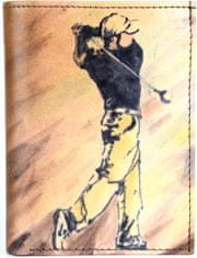 VegaLM Ručne maľovaná kožená peňaženka 8560 s motívom Golfistu