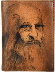 VegaLM Ručne maľovaná kožená peňaženka 8560 s motívom Leonardo da Vinci