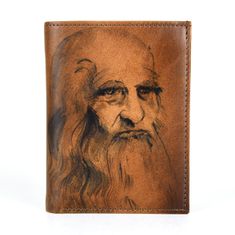 VegaLM Ručne maľovaná kožená peňaženka 8560 s motívom Leonardo da Vinci
