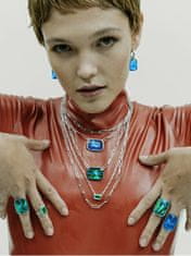 Luxusný oceľový prsteň s ručne mačkaným kameňom českého krištáľu Preciosa Ocean Emerald 7446 66 (Obvod 57 mm)