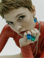 Preciosa Luxusný oceľový prsteň s ručne mačkaným kameňom českého krištáľu Preciosa Ocean Emerald 7446 66 (Obvod 57 mm)