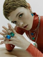 Preciosa Oceľový náhrdelník s ručne mačkaným kameňom českého krištáľu Preciosa Ocean Emerald 7444 66