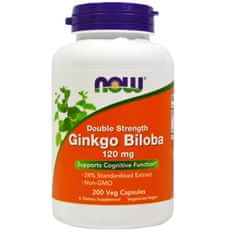 NOW Foods Ginkgo Biloba Double Strenght, 120 mg, 200 rastlinných kapsúl