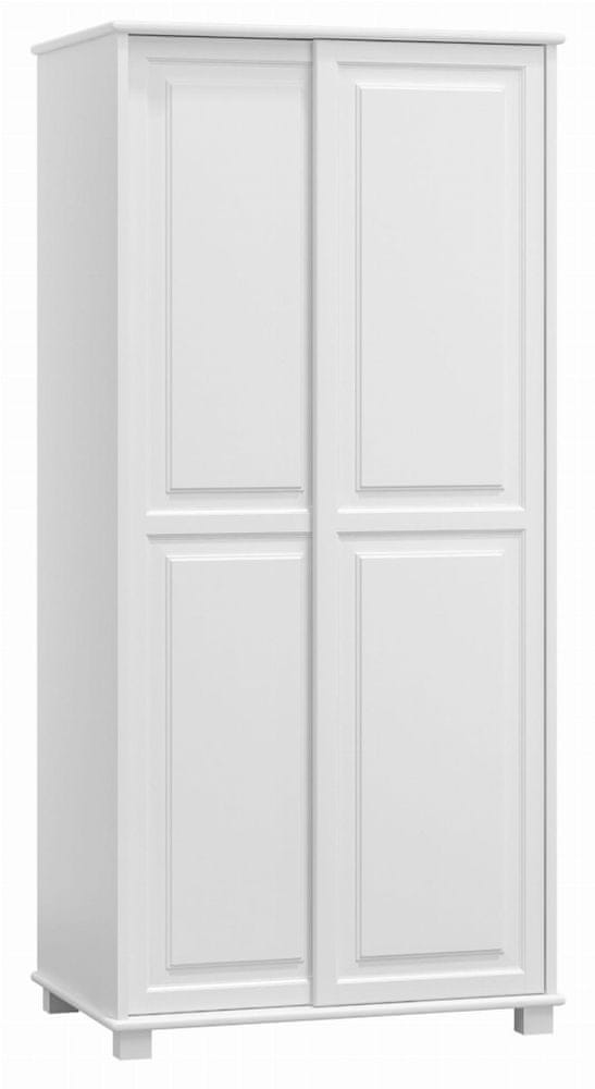 eoshop Šatníková skriňa z masívu 2D nr6 s80 posuvné dvere (Farba dreva: Biela)