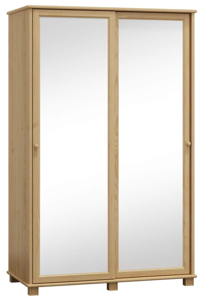 eoshop Šatníková skriňa z masívu 2D nr7 s120 posuvné dvere, vešiak/polica (Farba dreva: Borovica)