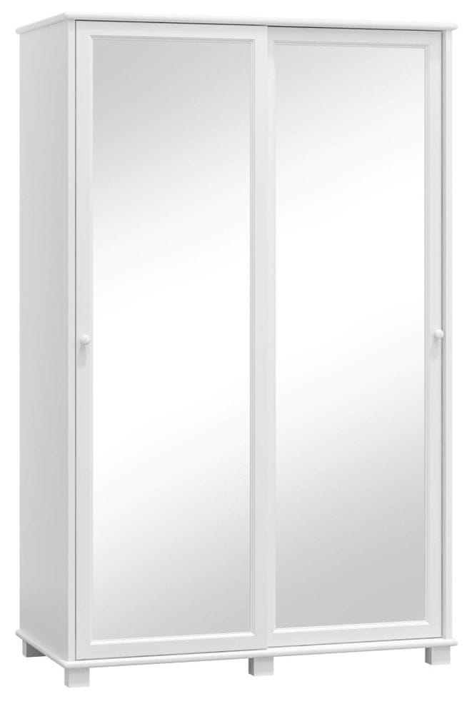 eoshop Šatníková skriňa z masívu 2D nr7 s133 posuvné dvere, vešiak/polica (Farba dreva: Biela)