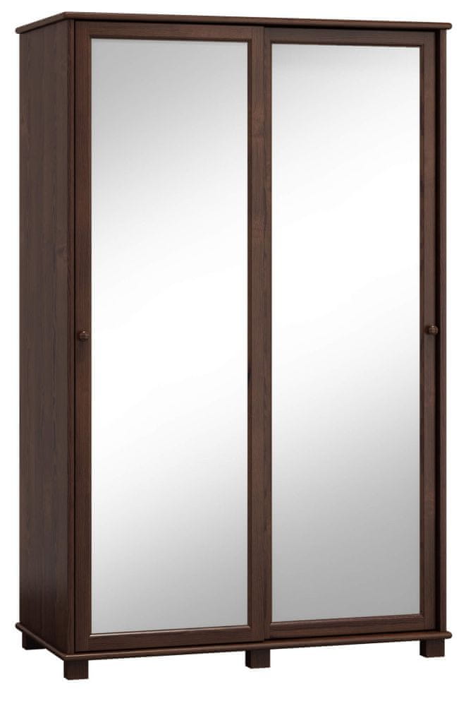 eoshop Šatníková skriňa z masívu 2D nr7 s133 posuvné dvere, vešiak/polica (Farba dreva: Orech)