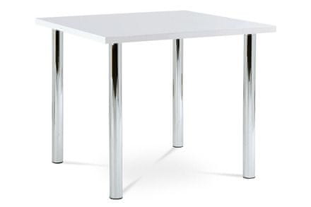 Autronic Moderný jedálenský stôl Jídelní stůl 90x90 cm, chrom / vysoký lesk bílý (AT-1913B WT) (2xKarton)