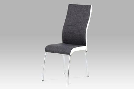 Autronic Moderná jedálenská stolička Jídelní židle šedá látka + bílá koženka / chrom (DCL-433 GREY2)