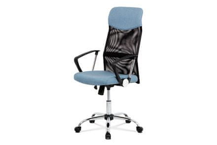 Autronic Kancelárska stolička Kancelářská židle, houpací mech., modrá látka + černá MESH, kovový kříž (KA-E301 BLUE)