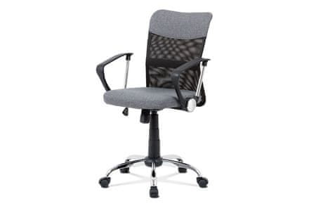Autronic Kancelárska stolička Kancelářská židle, šedá látka, černá MESH, houpací mech, kříž chrom (KA-V202 GREY)