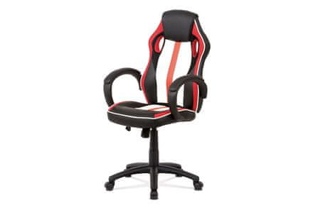 Autronic Kancelárska stolička Kancelářská židle, červená-černá-bílá ekokůže+MESH, houpací mech, kříž plast černý (KA-V505 RED)